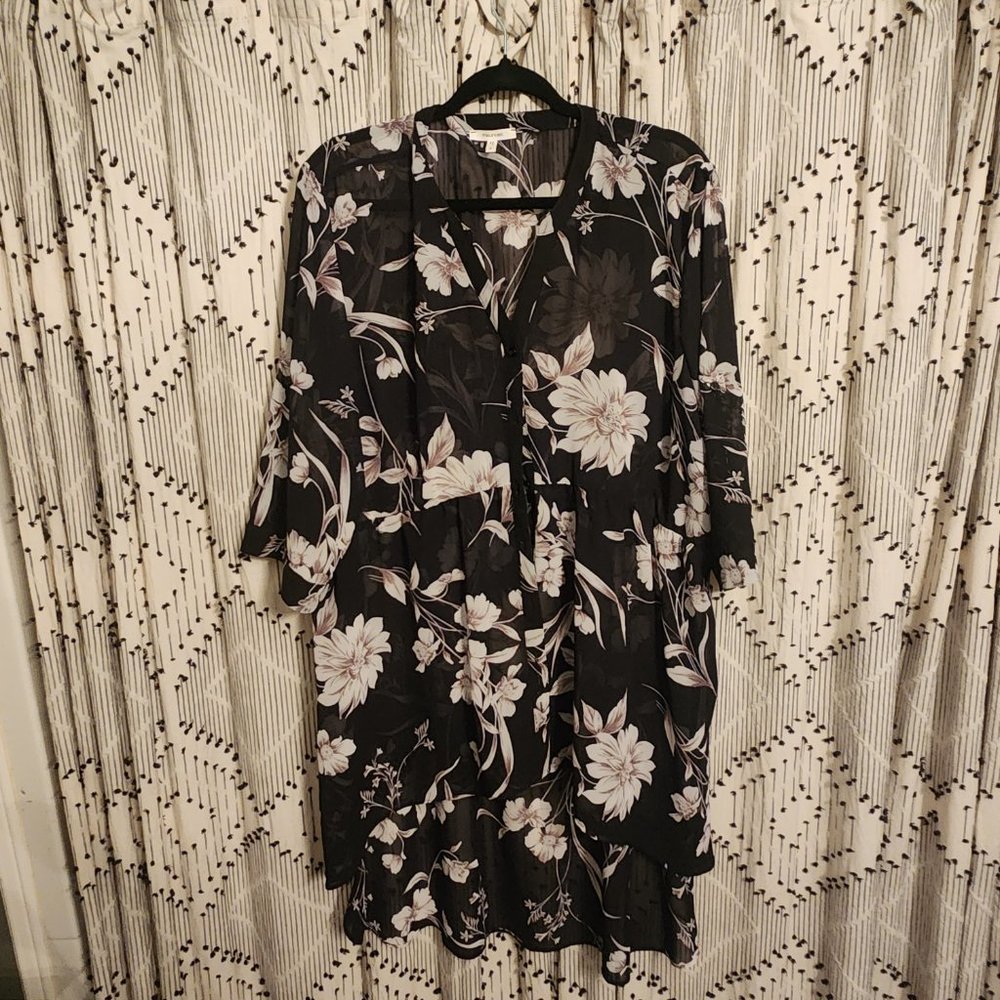 Sheer 2X high-low printed top - Picture 2 of 4